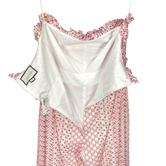 NWT ALEXIS Women's JUMPSUIT Spaghetti Strap EMBROIDERED White Red Size MEDIUM - Picture 5 of 9